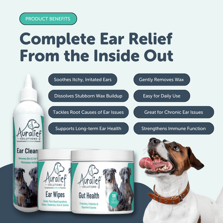 Comprehensive Ear Care Bundle – Cleaner, Wipes & Gut Health Chews (Save 25%)